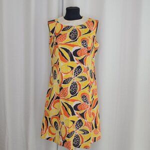 Vintage 1960s Shift Dress Mini Psychedelic Retro Print Sz M